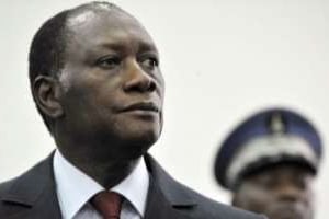 Le président élu Alassane Ouattara, le 8 décembre 2010 à l’hôtel du Golf, à Abidjan. © AFP