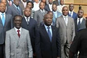 Le nouveau gouvernement du président ivoirien sortant, Laurent Gbagbo. © AFP