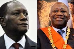 Jusqu’où ira la confrontation entre Alassane Ouattara et Laurent Gbagbo ? © AFP / Émilie Régnier pour J.A.