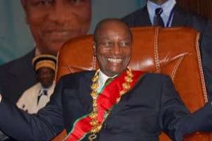 Le président guinéen Alpha Condé lors de son investiture le 21 décembre 2010 à Conakry. © AFP