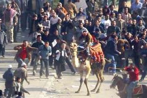 Affrontements entre pro et anti-Moubarak le 2 février. © Sipa
