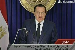 Discours du président Moubarak à la télévision, le 1er février. © AFP
