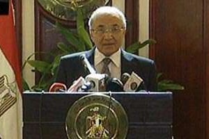 Le Premier ministre égyptien Ahmed Chafiq, à la télévision début février. © AFP