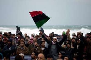 Rassemblement anti-Kaddafi à Benghazi, le 25 février © AFP