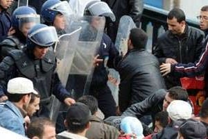 La manifestation bloquée du 26 février à Alger. © AFP