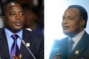 Joseph Kabila (à g.) et Denis Sassou Nguesso. © AFP/Montage JA