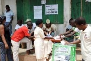 Un bureau de vote à Magboro, dans l’Etat d’Ogun, le 9 avril 2011 au Nigeria. © AFP