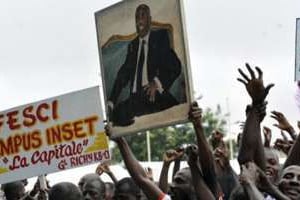 En septembre dernier, des étudiants de la Fesci soutiennent Laurent Gbagbo. © AFP
