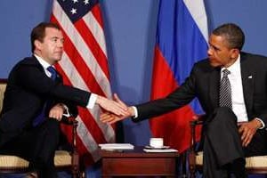 Dmitri Medvedev et Barack Obama, à Deauville. © Reuters