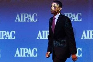 Obama avant son discours devant l’Aipac, le puissant groupe de pression pro-israélien, le 22 mai. © Mandel Ngan/AFP