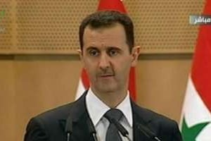 Capture d’écran du discours du président Al-Assad, le 20 juin 2011 à Damas. © AFP