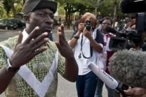 Charles Blé Goudé lors d’une manifestation pro-Gbagbo, le 25 mars 2011 à Abidjan. © AFP