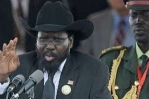 Discours du président Salva Kiir le 9 juillet à Juba. © AFP