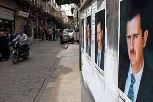 Une rue de Damas, avec des affiches du président Bachar El-Assad, en avril 2011. © Anwar Amro/AFP