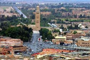 Photo aérienne de la place Jemaa el-Fna de Marrakech. © Abdelhak Senna/AFP