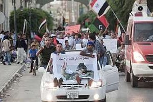 Manifestation à Benghazi,le 31 juillet dernier, en hommage à Abdel Fatah Younès. © AFP