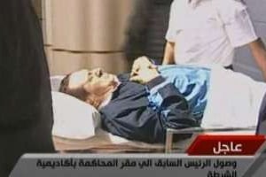 Image diffusée par la télévision égyptienne de l’ex-président Hosni Moubarak le 15 août 2011. © AFP