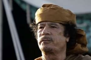 Mouammar Kaddafi, le 10 avril 2011 à Tripoli. © AFP