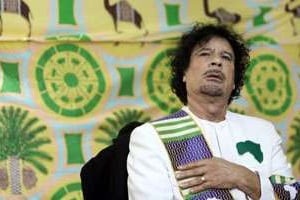 Mouammar Kadhafi, le 6 novembre 2008 à Kiev. © AFP