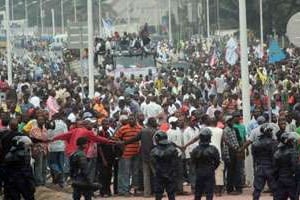 Des militants du parti d’opposition UDPS, lors d’une manifestation le 6 septembre à Kinshasa. © Junior Kannah/AFP