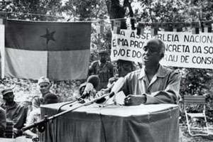 Aristides Maria Pereira, le 28 septembre 1973 en Guinée. © Archive/AFP