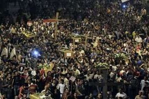 Funérailles le 10 octobre 2011 au Caire des manifestants tués la veille dans des affrontements. © AFP