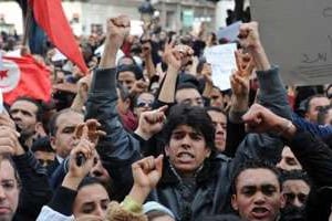 Manifestation le 14 janvier 2011 à Tunis. © AFP