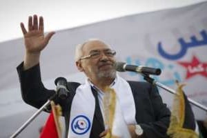 Le chef du parti islamiste Ennahdha Rached Ghannouchi à Ben Arous au sud de Tunis, le 21 octobre 20 © AFP