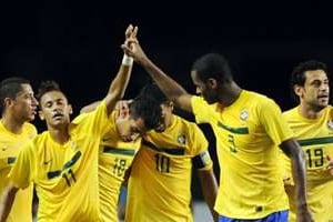 Joueurs de la seleçao pendant le match Brésil – Argentine (Americas super classic final). © AFP
