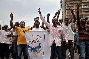 Des militants de l’UPDS le 13 octobre 2011, à Kinshasa. © AFP