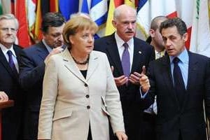 Angela Merkel, Georges Papandréou et Nicolas Sarkozy. © Eric Feferberg/AFP
