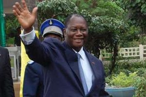 L’actuel président ivoirien Alassane Ouattara le 1er décembre 2011 à Conakry. © AFP