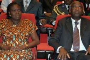 À gauche de Laurent Gbagbo, son épouse Simone ne devrait pas être libérée de si tôt. © AFP