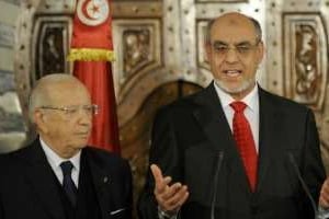 Le Premier ministre Hamadi Jebali (D) et Béji Caid Essebsi, le 26 décembre 2011 à Tunis. © AFP