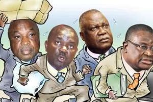 Quelques uns des pro-Gbagbo exilés : Assoa Adou, Amos Beonaho, Marcel Gossio et Ouattara Gnonzié. © Glez