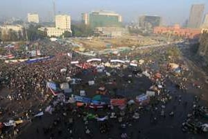 La place Tahrir à l’occasion du premier anniversaire de la révolte, le 25 janvier 2012 au Caire. © AFP