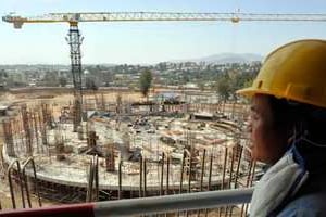 Le chantier de l’Union Africaine à Addis Abeba en 2010. © AFP