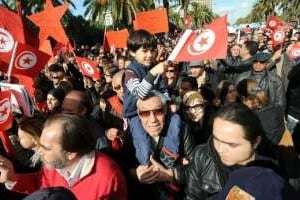 Manifestation le 28 janvier 2012 à Tunis pour la défense des libertés. © AFP