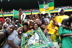 Célébration des 100 ans de l’ANC à Mangaung, en Afrique du Sud. © Alexander Joe/AFP