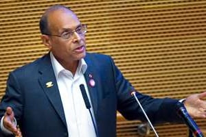 À la tribune de l’UA, Moncef Marzouki a brisé un tabou en évoquant l’absence du Maroc. © Tony Karumba/AFP