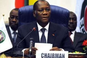 Alassane Ouattara élu à la tête de la Cedeao le 17 février 2012 à Abuja. © AFP