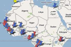 Carte 2011-2012 des élections présidentielles et législatives en Afrique.