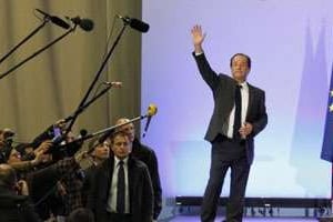 François Hollande au soir du 1er tour de la présidentielle le 22 avril 2012 à Tulle. © Patrick Kovarik/AFP