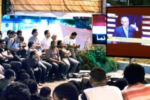 Amr Moussa et Abdel Moneim ont débattu en direct pendant plus de quatre heures. © Gianliugi Guercia/AFP