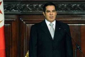 Ben Ali, prêtant serment devant le Parlement à Tunis, en 2009. © AFP