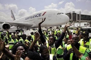 Le 18 février 2010, un A380 du groupe français se pose à Johannesburg pour la première fois. © Air France