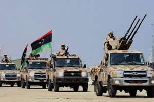 Des soldats de l’armée libyenne à Tripoli le 3 juillet 2012. © AFP