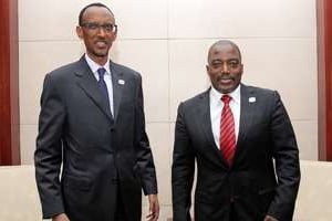 Paul Kagamé et Joseph Kabila, le 15 juillet à Addis-Adeba. © DR