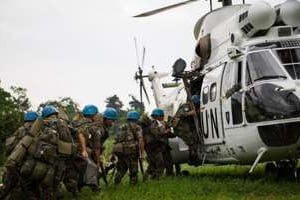 Un hélicoptère des Nations Unies en juin 2012, dans le nord Kivu. © AFP