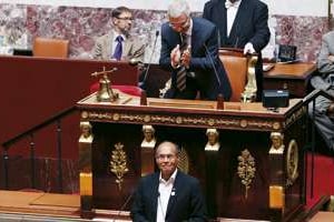 Le chef de l’État tunisien s’exprimant devant les députés français, le 18 juillet. © Ons Abid/J.A